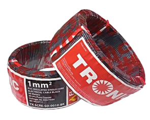 Single Core Electrical PVC Insulated Cable Black 1mm