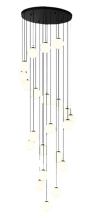 20-Globe Spiral Pendant Chandelier with Matte Black Finish