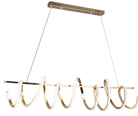 Golden Spiral Bar Chandelier – 70W LED, 3-Colour Adjustable