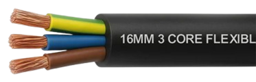 Flexible Cable – 3 Core, 16mm², Black (Per Meter)